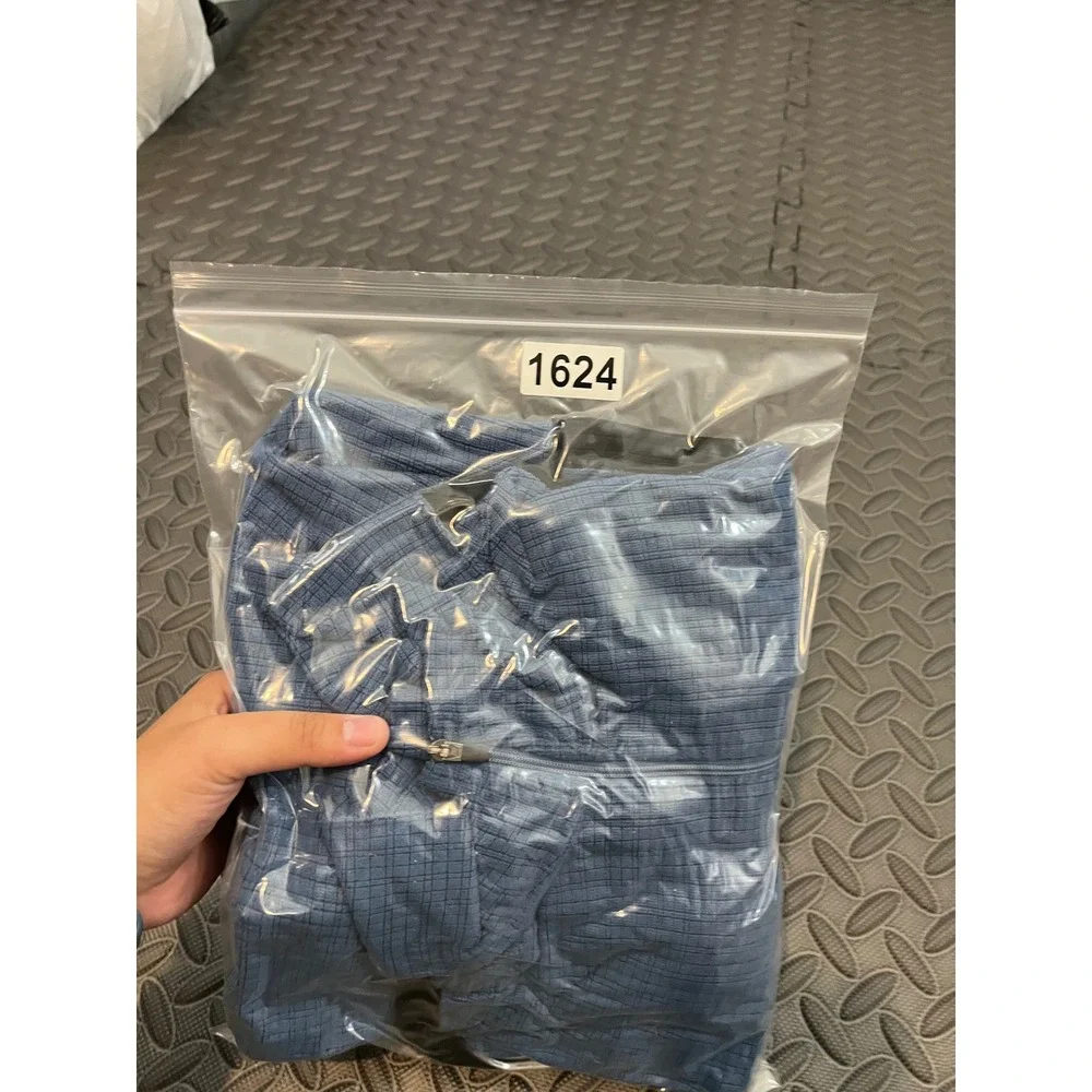 The North Face Fleece Pullover Mens L Blue TKA 100 Grid 1/4 Zip‎ Long Sleeve